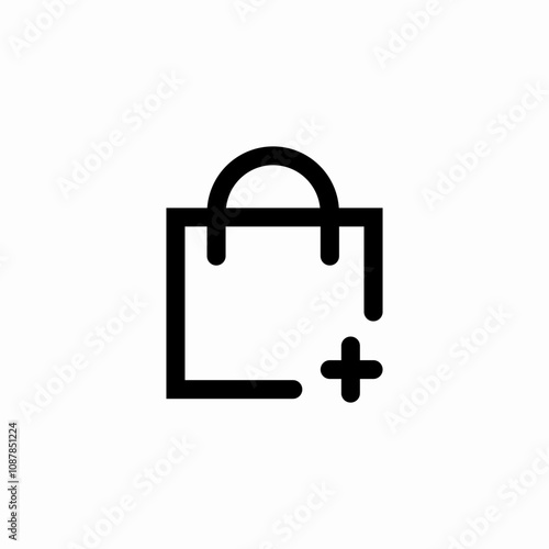 shopping bag plus add icon sign vector