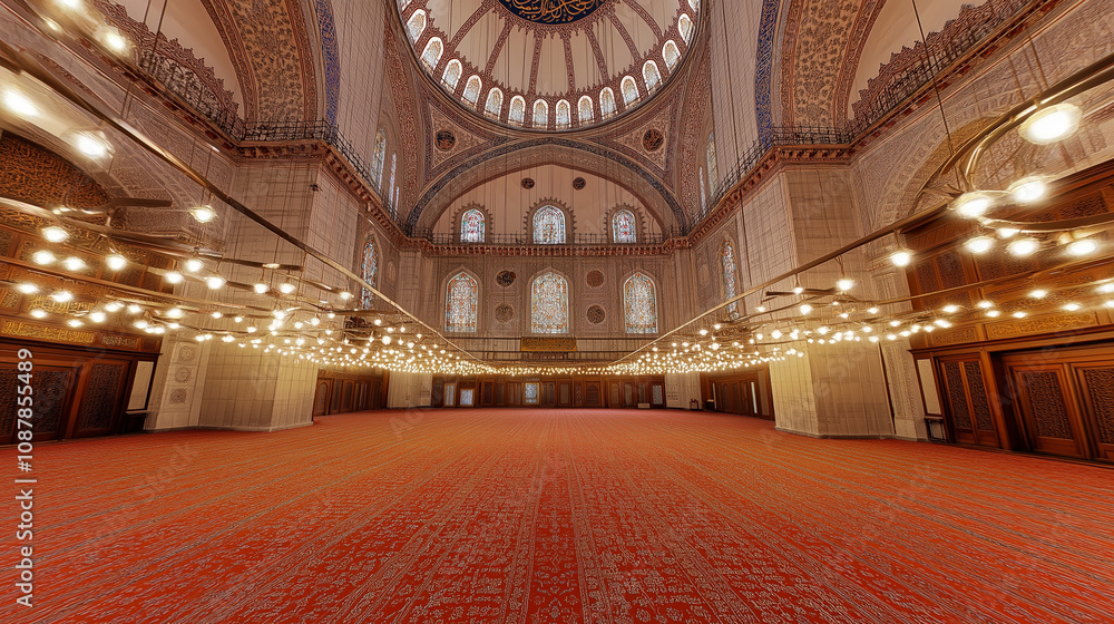 Obraz premium Elegant Ottoman Mosque With Intricate Dome and Ornate Decoration.