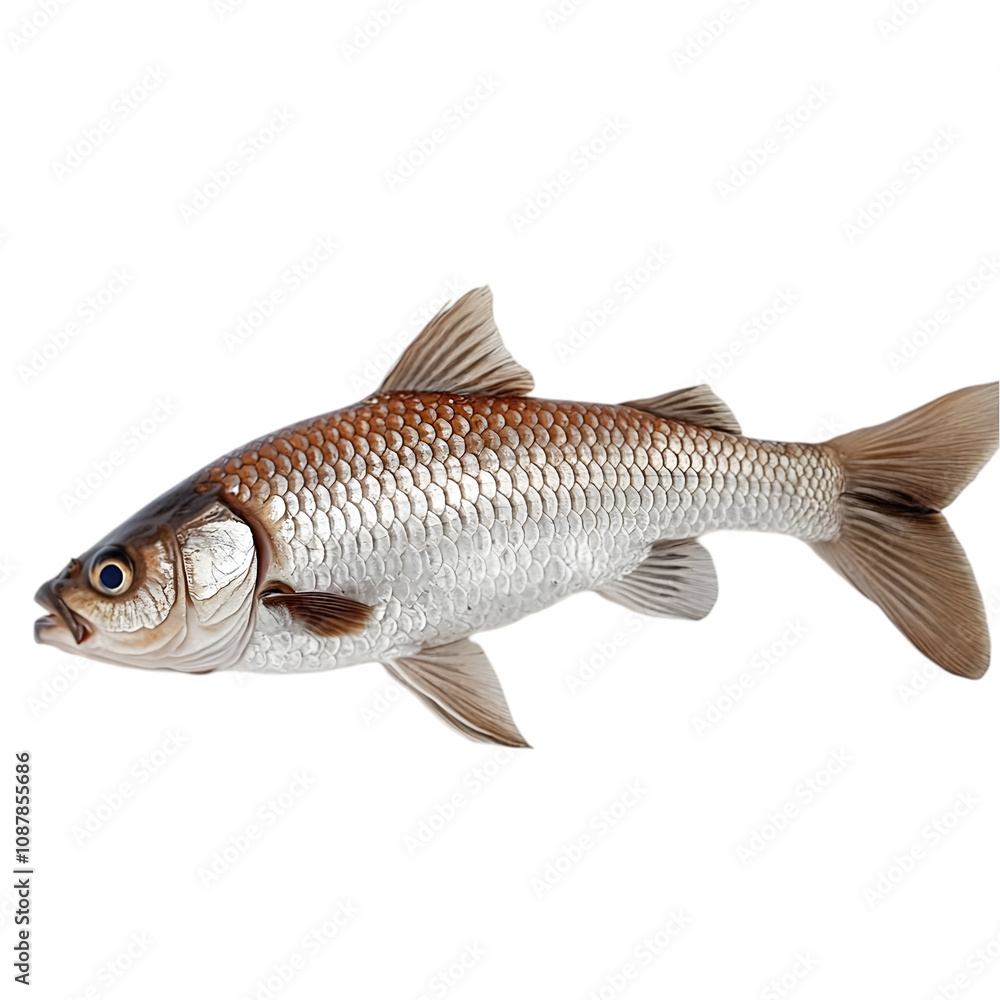 Fototapeta premium Fresh Silver Carp Fish Aquatic Animal River Fish Seafood Close up Photo