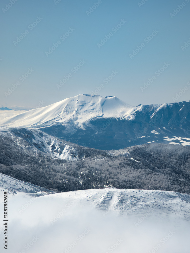Volcano Mount Asama viewed from Yokoteyama in Nagano, Japan Volcano Mount Asama viewed from Yokoteyama in Nagano, Japan