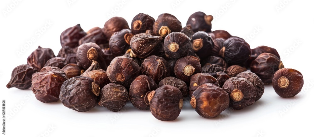Fototapeta premium Natural Laundry Solution Soap Nuts and Soapberries Isolated on White Background