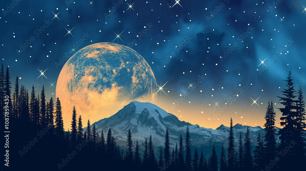 Naklejka premium Sunset over the mountains