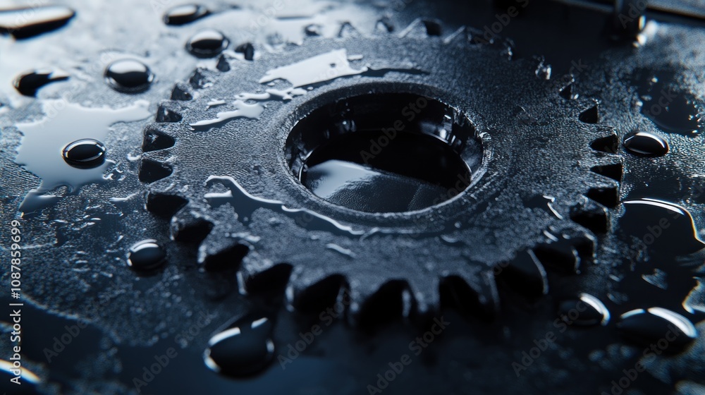 Close-up of a wet gear industrial Close-up of a wet gear industrial