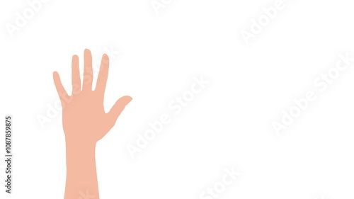 waving hands hi gesture animation on white background