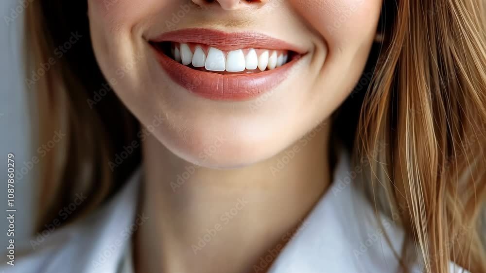 Close up cropped profile portrait of qualified doctor woman lick teeth white coat isolated on grey color background Video Close up cropped profile portrait of qualified doctor woman lick teeth white coat isolated on grey color background Video