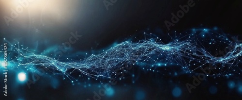 Abstract depiction of glowing network connections in a digital space at night