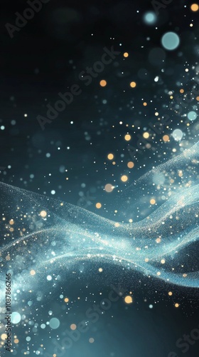 A mesmerizing display of shimmering particles over a blue background creates ...