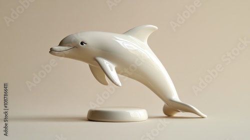 Charming Simple Ceramic Dolphin Figure Perfect for Home Decor and Nautical Themes to Enhance Your Living Space photo