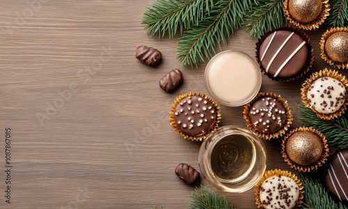 Delightful holiday treats with chocolate cupcakes and festive decorations dur...