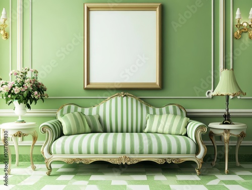 Elegant Green Room With Str...