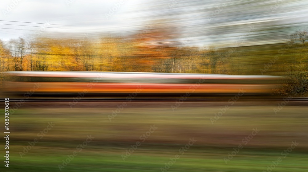 Autumnal Motion Blur: A Train's Journey Through Fall Foliage Autumnal Motion Blur: A Train's Journey Through Fall Foliage