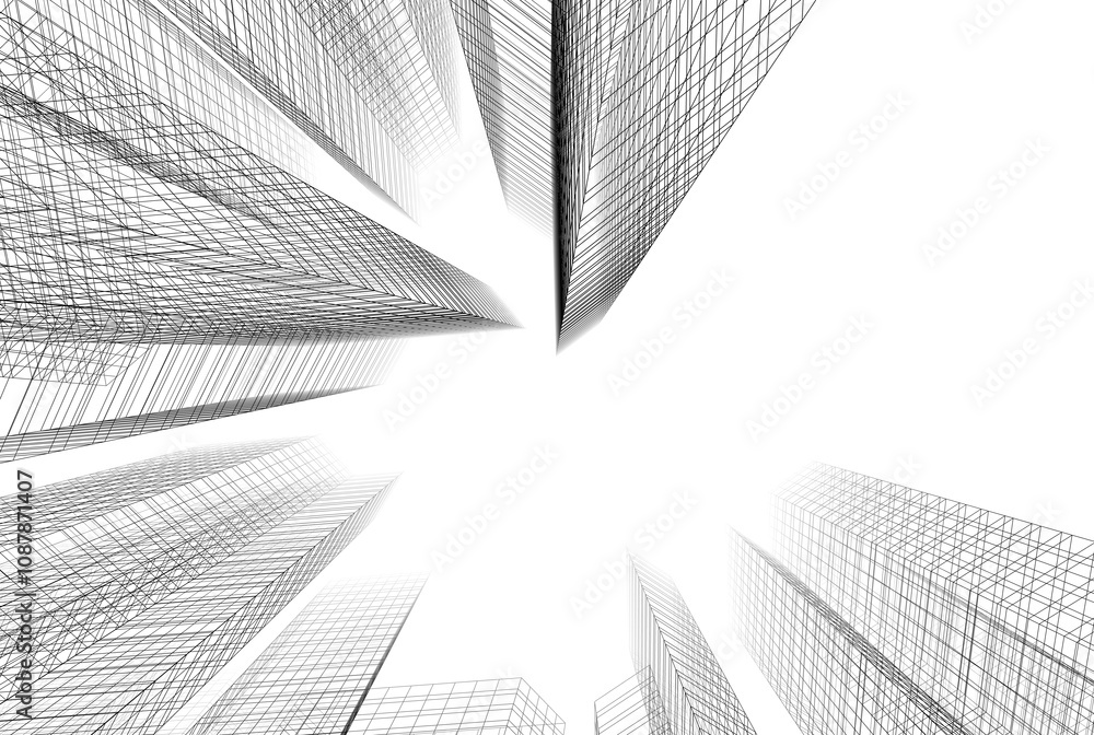 Sketch of a city 3d rendering Sketch of a city 3d rendering