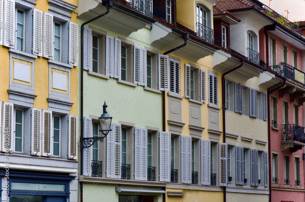 Lucerne old town, old buildings in a raw Lucerne old town, old buildings in a raw