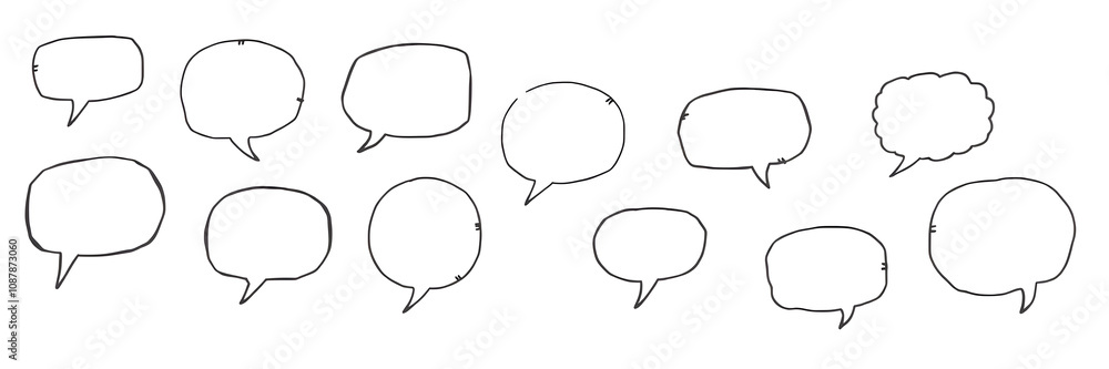 Set of hand drawn speech bubbles. Vector illustration. Generative AI Set of hand drawn speech bubbles. Vector illustration. Generative AI