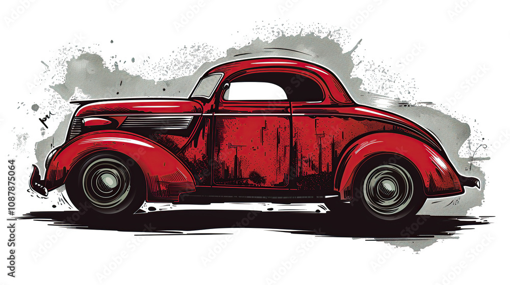 Fototapeta premium old carriage cart, generative, ai, steampunk, retro, vintage, background, products, machine, mechanical, red, car, old, truck, auto, vehicle, automobile, antique, classic, transportation, wheel, trans