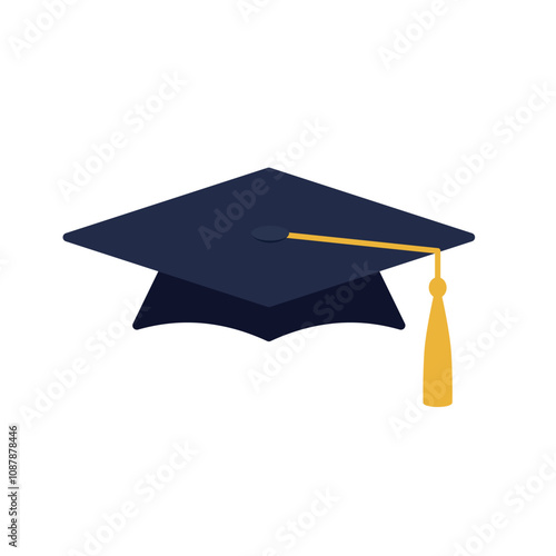 Graduation cap icon. Clipart image isolated on white background.