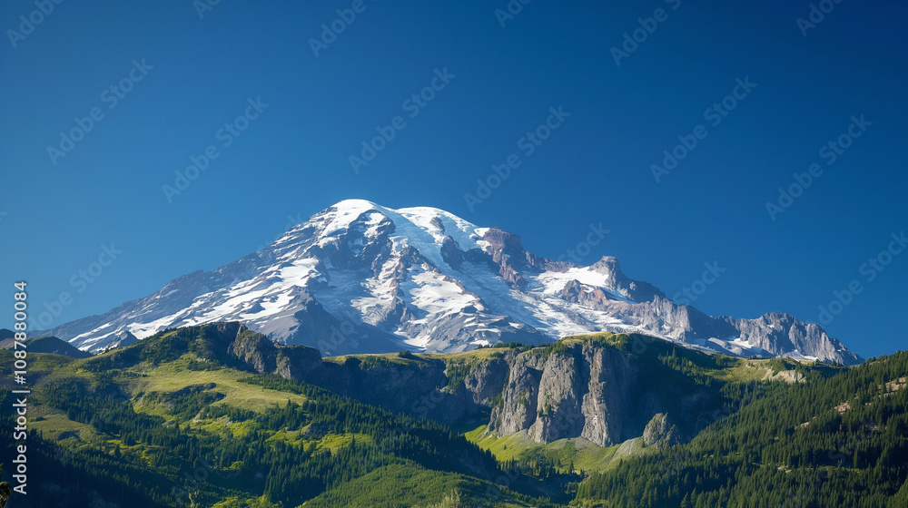 Mountain, rivers, beautiful flowers, ice, big trees, leaves, snow, beautiful scenario, valley, lake