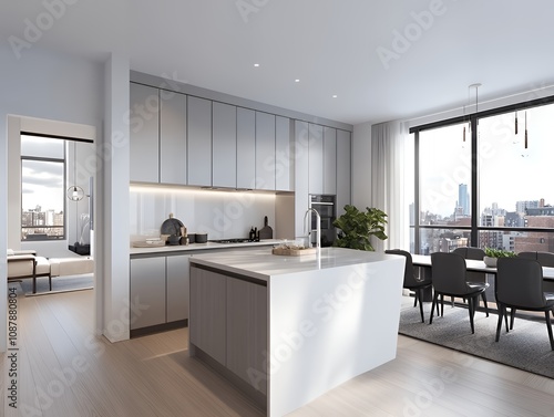 Open-plan kitchen and dining area with luxury appliances