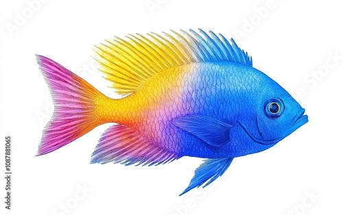 Colorful tropical fish swimming gracefully through coral reefs in a vibrant underwater environment during a sunny day