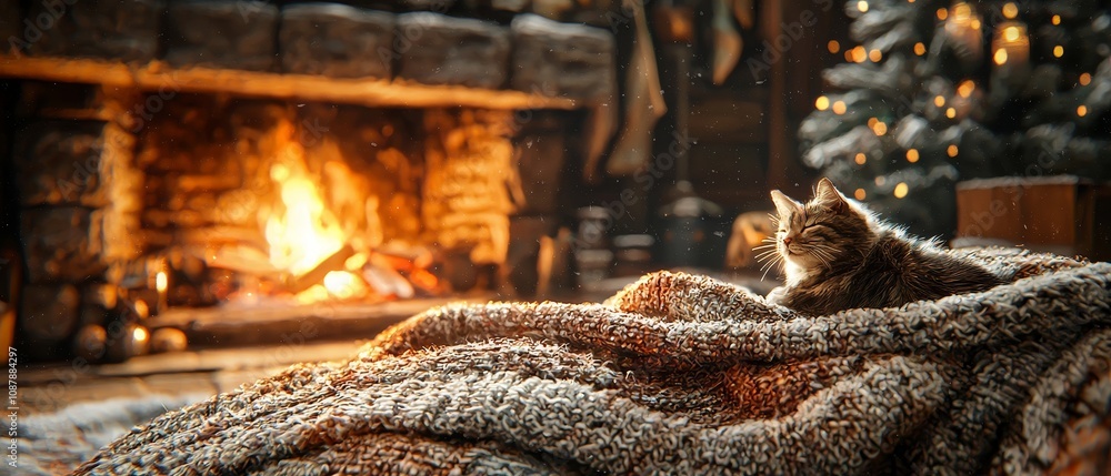 Cozy winter self-care rituals by the fireplace embracing wellness nature’s comfort and feline companionship in a warm retreat Cozy winter self-care rituals by the fireplace embracing wellness nature’s comfort and feline companionship in a warm retreat