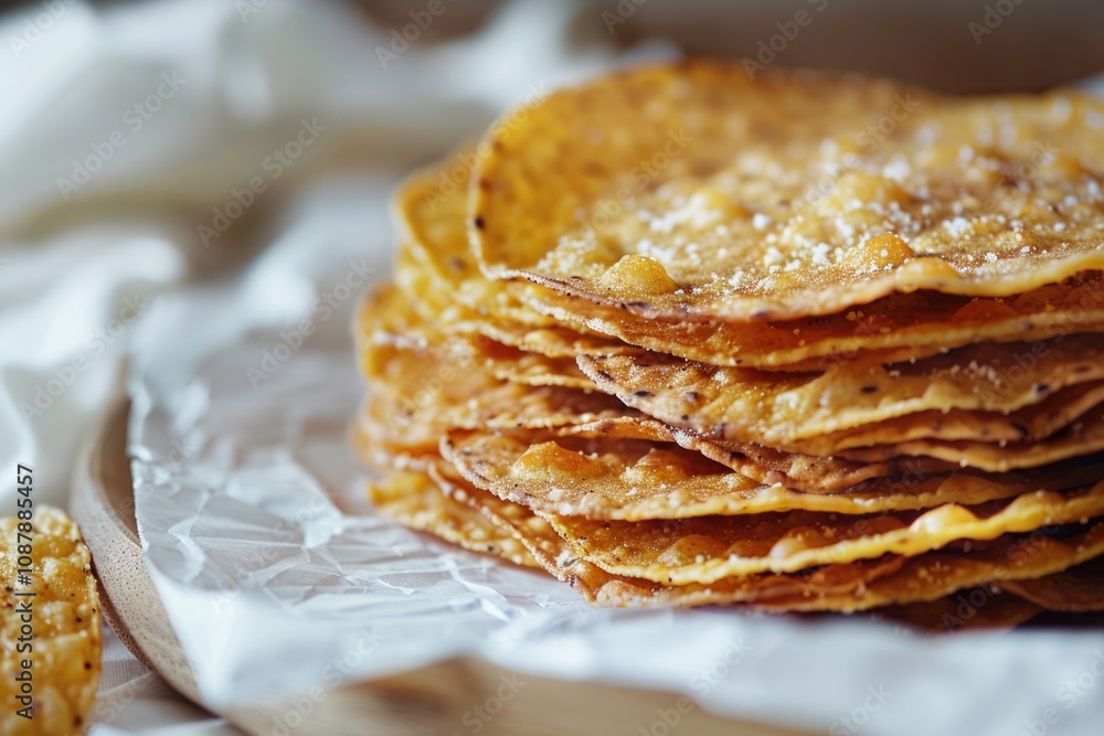 A plate filled with stacked pancakes, ready to be devoured A plate filled with stacked pancakes, ready to be devoured