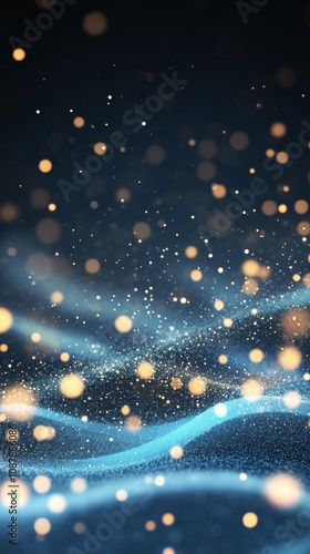 A mesmerizing display of shimmering particles over a blue background creates ...