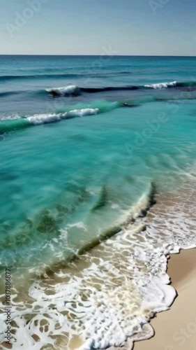 rystal clear ocean waves , representing pure and natural coastline.	 photo