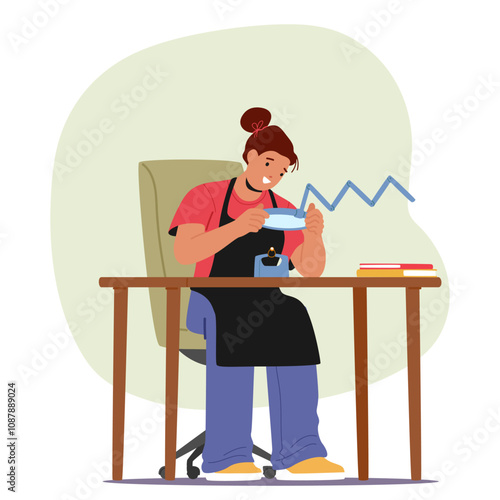 Woman jewelry master making luxury expensive handmade ring while working at workplace scene