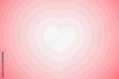 Horizontal background of a heart-shaped tunnel with a pink rainbow pattern. Trendy retro vector illustration. Expanding hearts from the center, fit for cards for Valentine's, Mother's Day, Birthdays