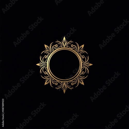 Elegant golden floral frame design on a black background, perfect for luxury branding or invitations.