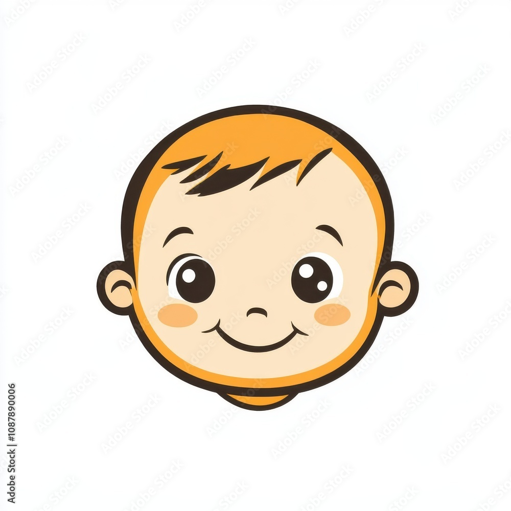 Cute cartoon baby boy with an orange hairstyle and a cheerful expression. Cute cartoon baby boy with an orange hairstyle and a cheerful expression.