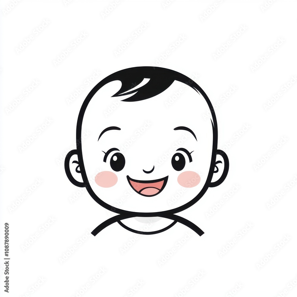 Cute smiling baby graphic with a charming expression, perfect for children's themes. Cute smiling baby graphic with a charming expression, perfect for children's themes.