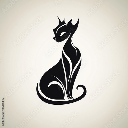 Wallpaper Mural Stylized black cat silhouette, exuding elegance and mystery with graceful lines and curves. Torontodigital.ca