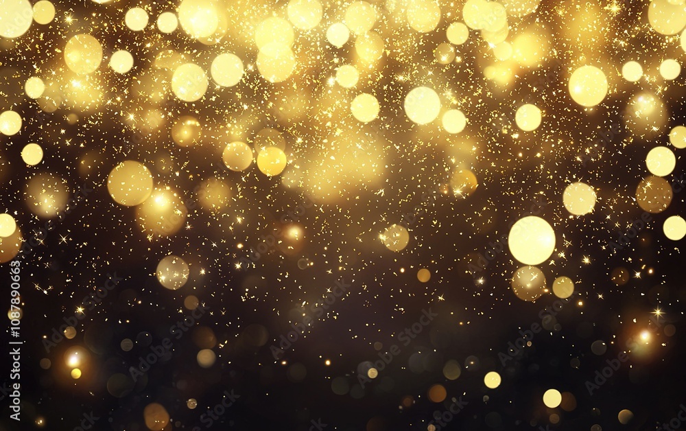 Sparkling golden orbs create a magical atmosphere during a celebration or festive event at night Sparkling golden orbs create a magical atmosphere during a celebration or festive event at night