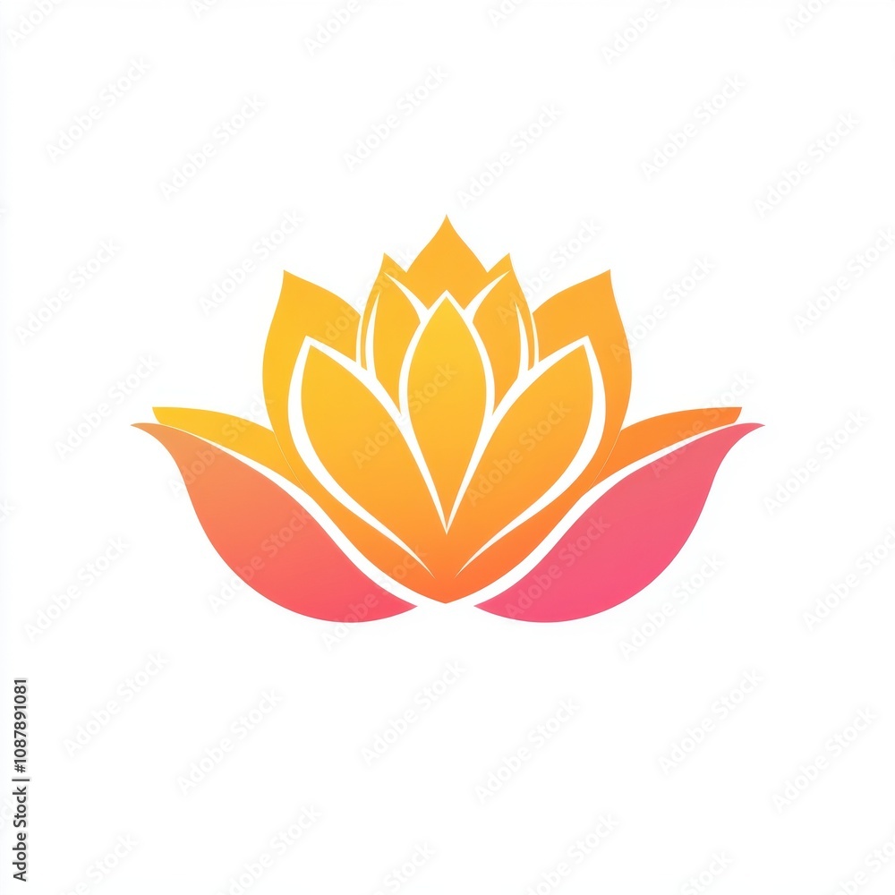 A vibrant, stylized lotus flower design in a gradient of orange and pink hues, symbolizing beauty and tranquility. A vibrant, stylized lotus flower design in a gradient of orange and pink hues, symbolizing beauty and tranquility.