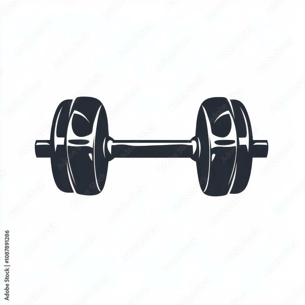 A black and white illustration of a dumbbell, symbolizing fitness and strength training. A black and white illustration of a dumbbell, symbolizing fitness and strength training.