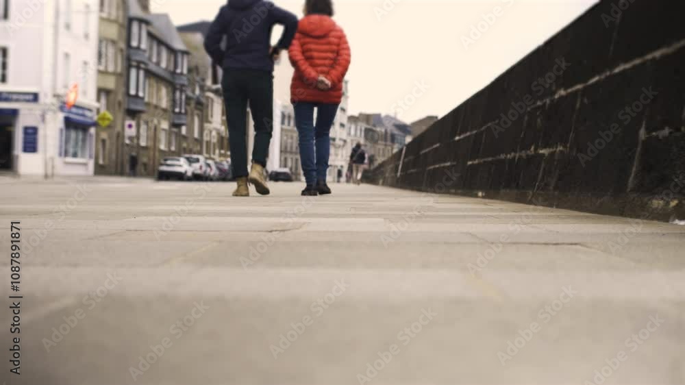NO ONE taking a walk on the shore of Saint-Malo in France between the ocean and the cycle track. High quality 4k footage NO ONE taking a walk on the shore of Saint-Malo in France between the ocean and the cycle track. High quality 4k footage