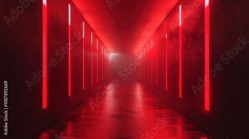 Crimson Corridor: A Digital Exploration of Light and Shadow