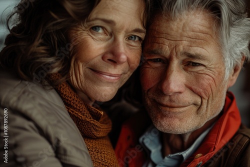 A close-up view of a man and a woman together, possibly in love or sharing a romantic moment