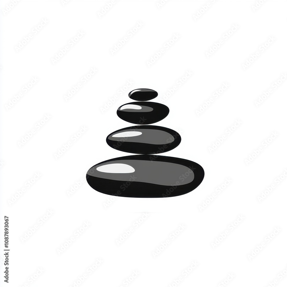 A stack of smooth black stones arranged in five layers, symbolizing balance and tranquility. A stack of smooth black stones arranged in five layers, symbolizing balance and tranquility.