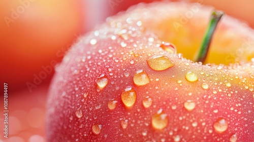 Wallpaper Mural Water droplets on peach surface fresh and vibrant nature and purity concept Torontodigital.ca