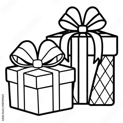 Set of gift box with bow 