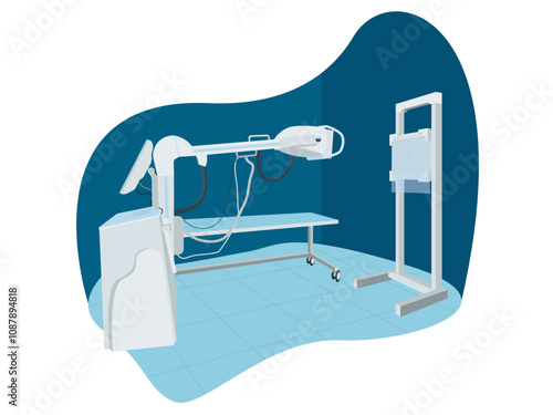 X-ray, radiology room, radiology equipment, imaging device.
