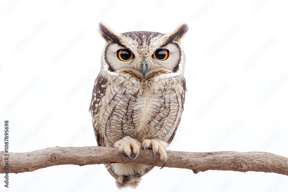 A great horned owl perched on a tree branch, ready for its next move A great horned owl perched on a tree branch, ready for its next move