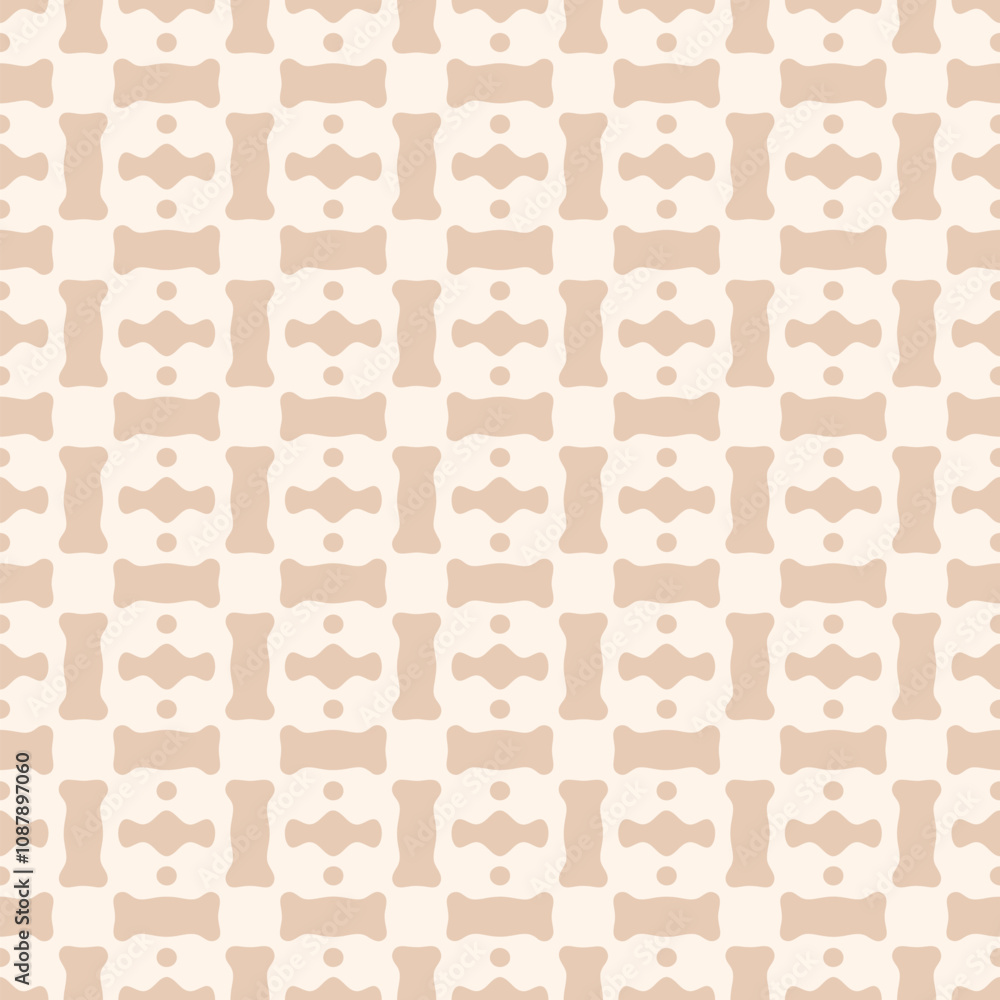 Abstract geometric seamless pattern. Vector minimal geometric texture with curved shapes, grid, checkered surface. Simple beige color geo background. Repeating design for decor, textile, fabric Abstract geometric seamless pattern. Vector minimal geometric texture with curved shapes, grid, checkered surface. Simple beige color geo background. Repeating design for decor, textile, fabric