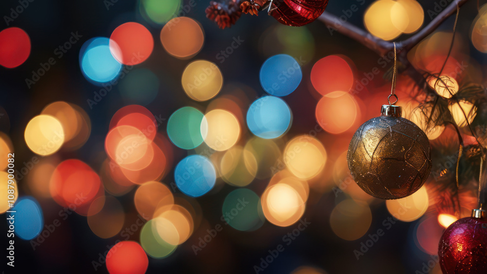 A festive background with a bokeh effect of colorful Christmas lights. A festive background with a bokeh effect of colorful Christmas lights.