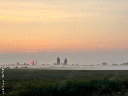 early foggy late autumn morning