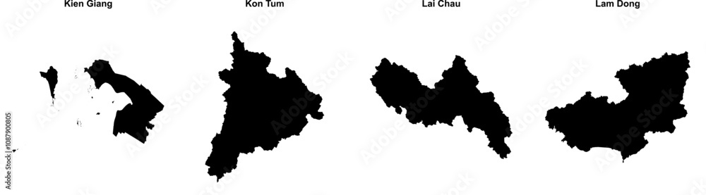 Kien Giang, Kon Tum, Lai Chau, Lam Dong outline maps Kien Giang, Kon Tum, Lai Chau, Lam Dong outline maps