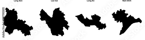 Lang Son, Lao Cai, Long An, Nam Dinh outline maps