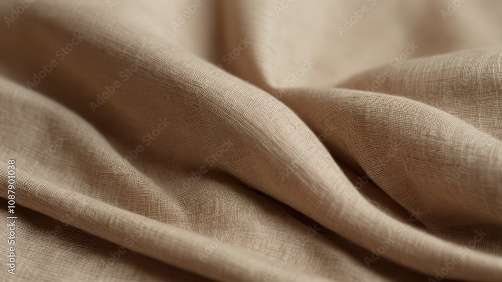Close-up texture of natural linen fabric in a neutral beige color. Close-up texture of natural linen fabric in a neutral beige color.